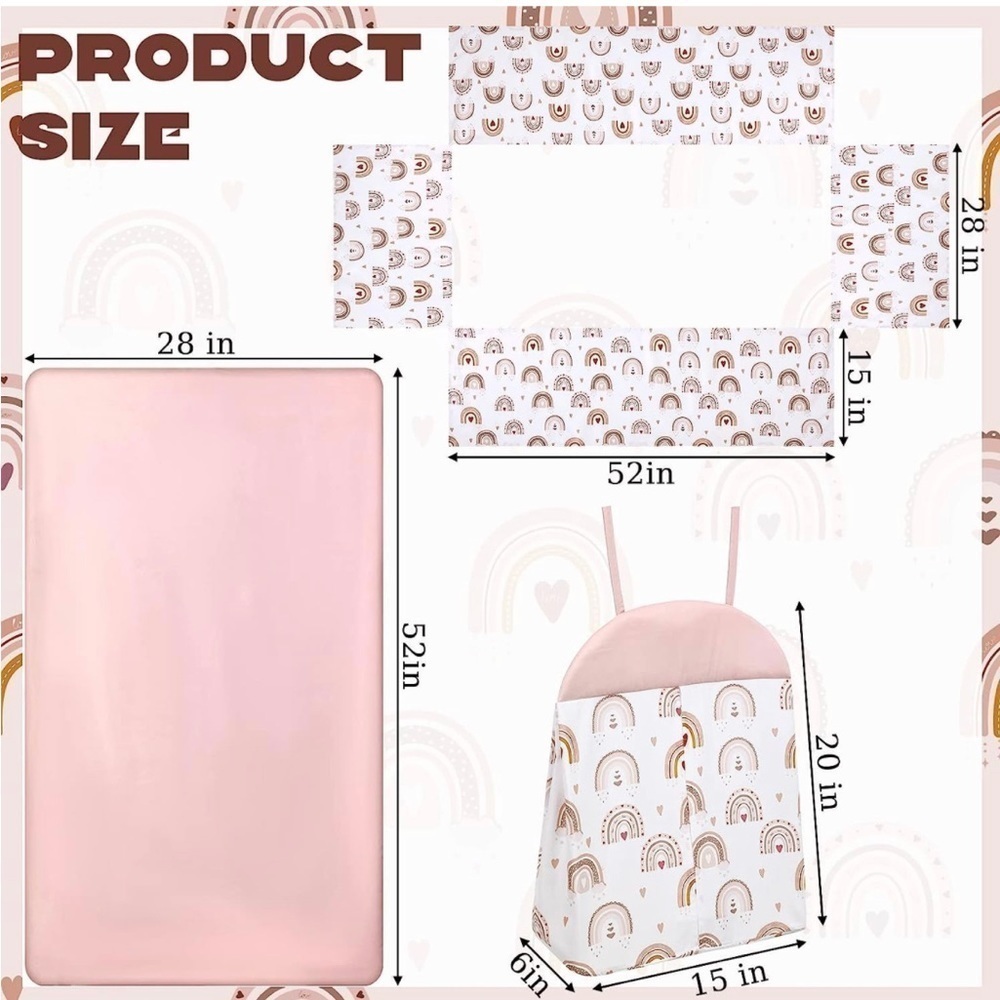 New 4 Pieces Boho Rainbow Crib Bedding Set Neutral Nursery Bedding - Picture 4 of 5